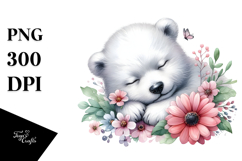 Digital Watercolor Cute Baby Polar Bear PNG Product Image 1