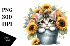 Cute Baby Cat Bucket PNG Product Image 1