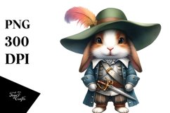 Colorful Watercolor Bunny Musketeer Product Image 3