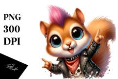 Cute Baby Squirrel with Punk Look PNG Product Image 1
