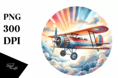 Simple Washed Watercolor Vintage Plane Clipart Product Image 1