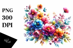 Colorful Flower Watercolor Clipart Product Image 1