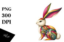 Colorful Bunny Made of Wood with Gold PNG Product Image 1