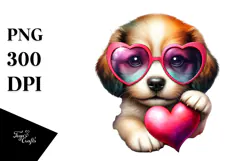 Puppy with Heart Sunglasses, High-Quality PNG Product Image 1