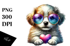 Valentines Gnome with Heart Sunglasses PNG Product Image 1