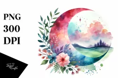 Watercolor Half Moon, Transparent PNG Product Image 1