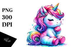 Vibrant Sitting Unicorn PNG Product Image 1