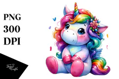 Vibrant Sitting Unicorn PNG Product Image 1