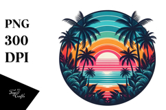 Retro Tropical Rainbow Sunset Product Image 1