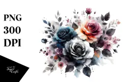 Colorful Floral Black Roses PNG Product Image 1