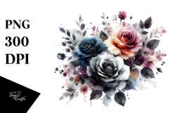 Colorful Floral Black Roses PNG Product Image 1