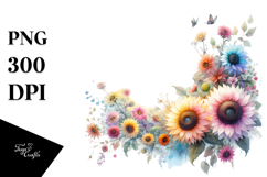 Colorful Sunflower Made of Diamond PNG Product Image 1