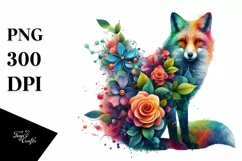 Abstract Vibrant Watercolor Fox, Transparent PNG Product Image 3