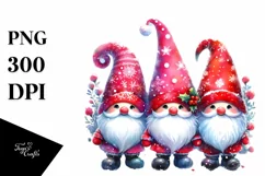 Three Santa Gnomes, High-Res PNG Product Image 1