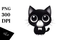 Simple Funny Black Cat Digital Painting PNG Product Image 1
