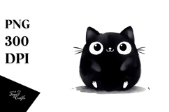 Simple Funny Black Cat Digital Painting PNG Product Image 1