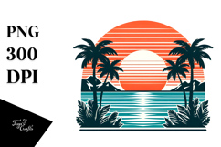 Retro Tropical Island Sunset Clipart Product Image 1
