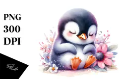 Watercolor Baby Penguin PNG Product Image 1