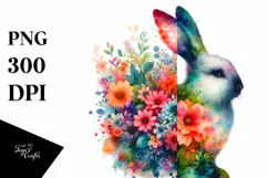 Retro Vibrant Rabbit made of Flowers Product Image 1