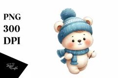 Cute Baby Bear with Winter Image, PNG Product Image 1