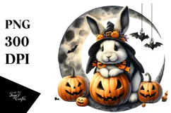 Funny Rabbit with Halloween Costume PNG Product Image 1