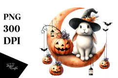 Funny Rabbit with Halloween Costume PNG Product Image 1