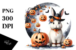 Funny Rabbit with Halloween Costume PNG Product Image 1