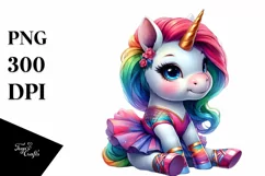 Colorful Baby Unicorn in Modern Dancer's Outfit, PNG Product Image 3