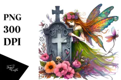 Vibrant Fairy Dressed for Halloween | Sublimation Clipart Product Image 1