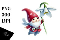 Floating Gnome with Snowdrop PNG Product Image 1