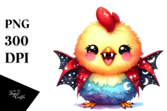 Colorful Chicken Vampire Fangs | Sublimation | Clipart Product Image 1