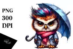 Sitting Baby Owl with Expressive Face PNG Product Image 1