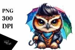 Sitting Baby Owl with Expressive Face PNG Product Image 1