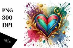 Colorful Heart on Wood PNG Product Image 1