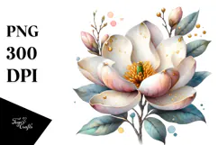 Golden Magnolia Watercolor PNG Product Image 1