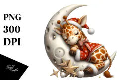 Whimsical Baby Giraffe Dressed for Christmas PNG Product Image 1