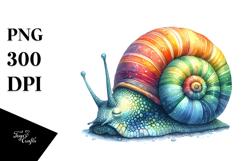 Colorful Watercolor Sleeping Snail | Clipart Product Image 1