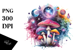 Colorfull Watercolor Magical Mushroom | Clipart Product Image 1