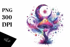 Colorful Watercolor Mushroom Splash | Clipart Product Image 3