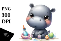 Charming Baby Hippo, Transparent PNG Product Image 1