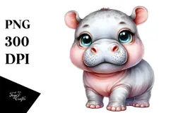 Charming Baby Hippo, Transparent PNG Product Image 1