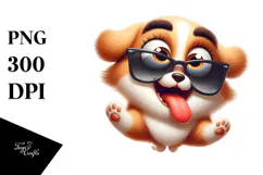 Whimsical Cartoon Dog with Sunglasses, Transparent PNG Product Image 1