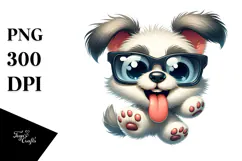 Cartoon Dog with Oversized Sunglasses PNG Product Image 1