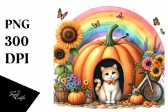 Colorful Cat House Scene | Sublimation | Clipart Product Image 3
