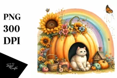 Colorful Cat House Scene | Sublimation | Clipart Product Image 3