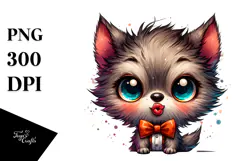 Funny Werewolf in Bow and Tie PNG Product Image 1
