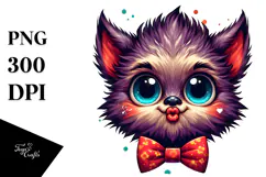 Funny Werewolf in Bow and Tie PNG Product Image 1