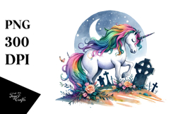Vibrant Unicorn with Grave | Sublimation Clipart Product Image 1