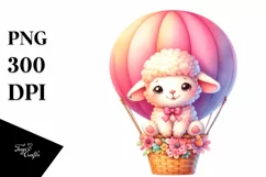 Cute Baby Lamb Sitting Hot Air Balloon Product Image 1