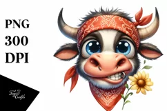 Confused Watercolor Ox Clipart: Sublimation Clipart Product Image 1